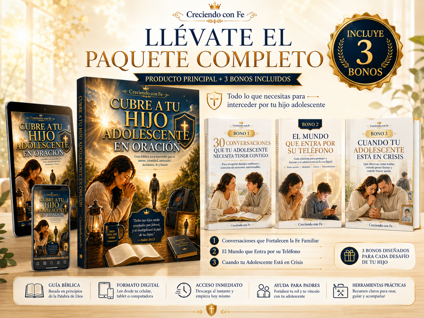 Paquete completo: Cubre a tu Hijo Adolescente en Oración más los 3 bonos